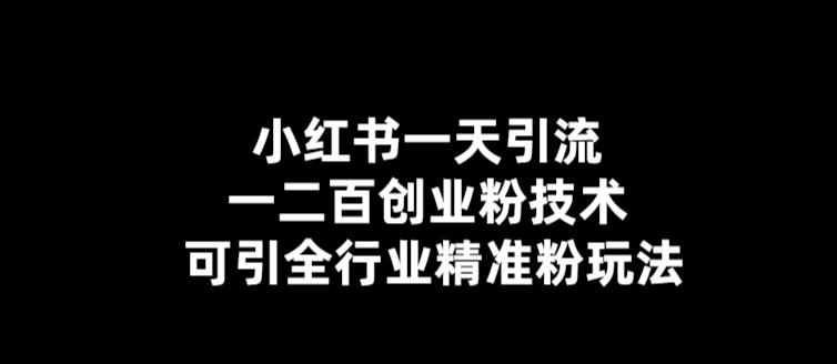 小红书一天引流一二百创业粉技术，可引全行业精准粉玩法【仅揭秘】-问小徐资源库