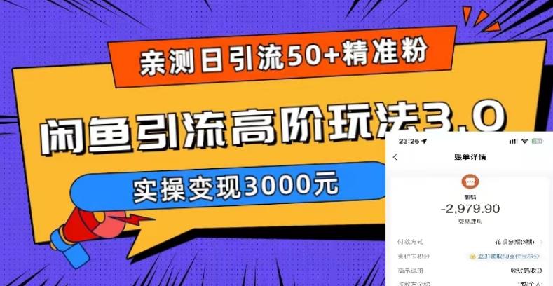 亲测日引50+精准粉，闲鱼引流高阶玩法3.0，实操变现3000元【揭秘】-问小徐资源库