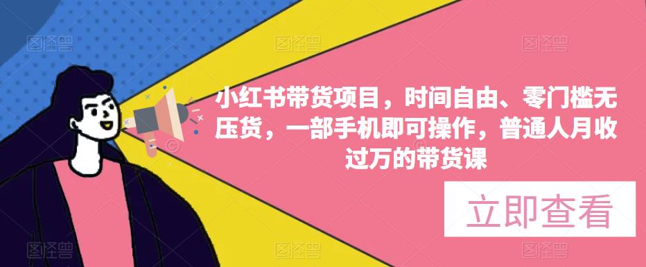 小红书带货项目，时间自由、零门槛无压货，一部手机即可操作，普通人月收过万的带货课-问小徐资源库