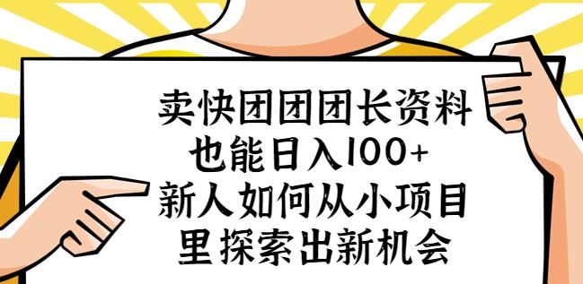 卖快团团团长资料也能日入100+新人如何从小项目里探索出新机会-问小徐资源库